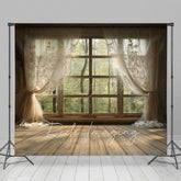 Lofaris Beige Curtain Window Bamboo Forest Scene Backdrop